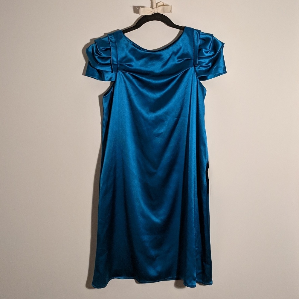 Sateen Cap Sleeve Cocktail Dress